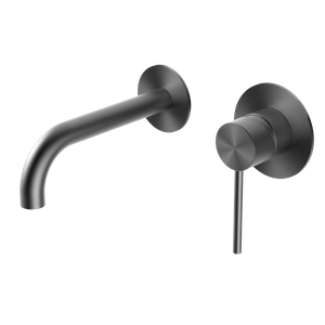 Conjuntos de ba&ntilde;o montados en la pared Grifos mezcladores Grifos Mezclador de lavabo de pared redondo de metal cepillado
