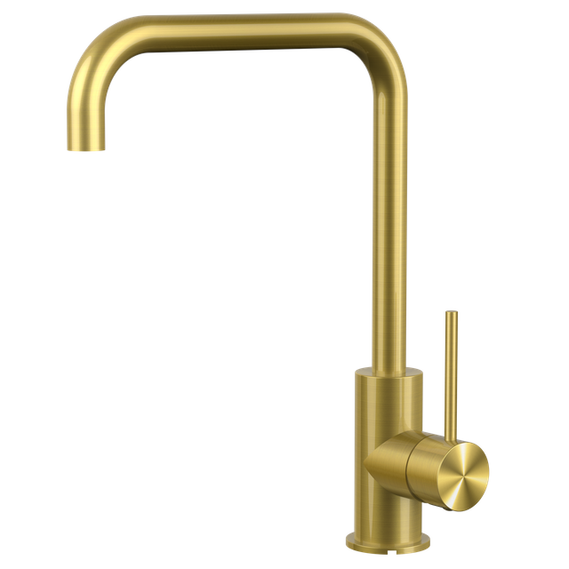 Grifos de cocina de oro cepillado PVD de una manija de cocina de grifo de acero inoxidable de venta caliente de China