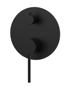 Круглый смеситель для душа с ручкой из нержавеющей стали 304, матовой черной отделкой, переключателем и смесителями на задней панели